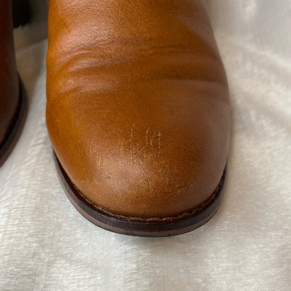 Toms Leila Boots Leather Block Heel Ankle Bootie Size 7.5 Cognac Brown - Picture 4 of 8